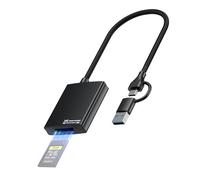 JJC CFexpress - Lettore di schede USB 3.2 Gen2 10 Gbps, USB C USB A 2 in 1, lettore di schede esterno in alluminio portatile, tipo A, CFexpress, adattatore per i-Phone 15, Android MacOS Windows