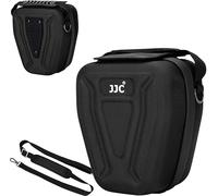 JJC Custodia rigida antiurto per fotocamera, accesso rapido, chiusura con cerniera, per Nikon Canon, Sony, Olympus e altri, con interno imbottito, manico in gomma, tasca con patta in velcro, Nero,