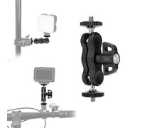 JJC Mini braccio magico articolato a doppia testa a sfera con vite da 1/4"-20, staffa regolabile a 360 ° in lega di alluminio per Action 6 5 Pro Inst360 X5 X4 Air DSLR Camera Cage LED Light