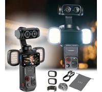 JJC Per Insta360 Luna Ultra, 2 pezzi, luce LED magnetica con paravento e | 3 modalità di colore/livelli di luminosità, mini luce video con custodia, per selfie a distanza ravvicinata