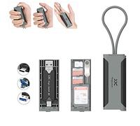 JJC Set di custodia per scheda di memoria da viaggio con lettore di schede USB 3.0 e strumento di rimozione della scheda in slot per SD x1 + TF/MSD x2 + Nano SIM x1, custodia per il schede SD - grigio