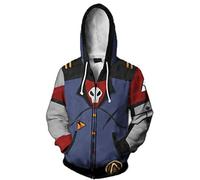 JJCat Borderlands, felpa da uomo a maniche lunghe, con cappuccio, serie Borderlands, con teschio, taglia 5XL, colore: viola, bianco, XXXXL