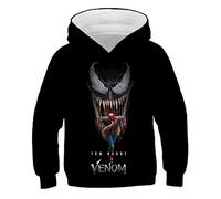 JJCat Felpa con cappuccio a maniche lunghe per bambini con stampa digitale 3D, serie di tossine da eroe, mostro ruggente, Nero23., 11-12 Anni