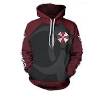 JJCat Felpa da uomo a maniche lunghe con cappuccio Resident Evil Series Ombrello Plus Size 5XL, Rosso vino, XXXXXL