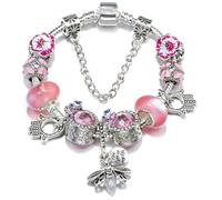 JJDFW - Braccialetti con ciondoli a forma di farfalla e viola del pensiero, stile primaverile, per donne, uomini, fidanzate, gioielli regalo, 20 cm