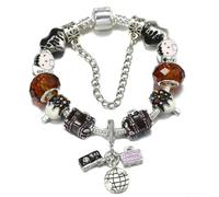 JJDFW - Braccialetti con ciondoli a forma di farfalla e viola del pensiero, stile primaverile, per donne, uomini, fidanzate, gioielli regalo, 20 cm