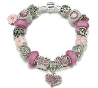 JJDFW - Braccialetti con ciondoli a forma di farfalla e viola del pensiero, stile primaverile, per donne, uomini, fidanzate, gioielli regalo, 20 cm