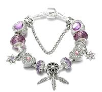 JJDFW - Braccialetti con ciondoli a forma di farfalla e viola del pensiero, stile primaverile, per donne, uomini, fidanzate, gioielli regalo, 17cm