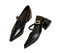 JJDFW Décolleté francesi Vintage a Punta con Tacco Grosso e Cinturino Singolo e Fibbia Decorativa