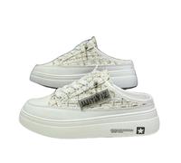 JJDFW - Mezze pantofole da donna con punta chiusa per abbigliamento esterno in primavera estate con suola spessa, senza tacco, colore: bianco pigro, Beige Aggiornato, 37 EU