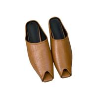JJDFW - Mocassini piatti con punta aperta, senza lacci, punta aperta, piatti, ciabatte, senza lacci, tomaia in microfibra, fodera in microfibra, nero/marrone/giallo crema