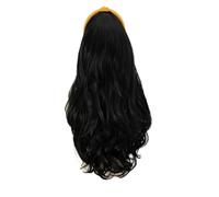JJDFW - Parrucca sintetica con fascia ondulata lunga e ondulata, da donna, colore castano nero e biondo sfumato, per cosplay, naturale, resistente al calore, da donna