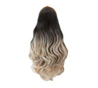 JJDFW - Parrucca sintetica con fascia ondulata lunga e ondulata, da donna, colore castano nero e biondo sfumato, per cosplay, naturale, resistente al calore, da donna
