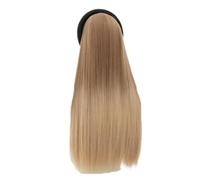 JJDFW - Parrucca sintetica con fascia ondulata lunga e ondulata, da donna, colore castano nero e biondo sfumato, per cosplay, naturale, resistente al calore, da donna
