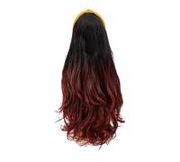 JJDFW - Parrucca sintetica con fascia ondulata lunga e ondulata, da donna, colore castano nero e biondo sfumato, per cosplay, naturale, resistente al calore, da donna