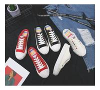 JJDFW Scarpe estive in tela da donna bianche slip-on pigre femminili versatili mezze pantofole, Rosso, 36.5 EU