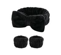 JJDFW - Set di fascia e asciugamani da polso per il lavaggio del viso, fasce elastiche con fiocco e polsini assorbenti