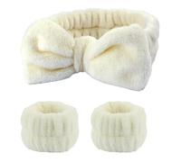 JJDFW - Set di fascia e asciugamani da polso per il lavaggio del viso, fasce elastiche con fiocco e polsini assorbenti