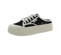 JJDFW Step on Poop Feeling Mezze pantofole da donna estive in rete cava scarpe singole senza tacco, Nero , 37 EU