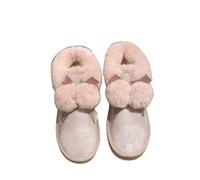 JJDFW Stivali da neve da donna autunno inverno carino palla di pelo accatastato ispessito scarpe da pane caldo cotone scarpe, rosa, 39 1/3 EU