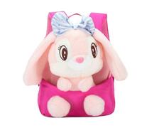 JJDFW Zaino a forma di coniglio 3D in peluche per bambini e bambine, con fiocco, ideale per la scuola materna, l'asilo e la scuola dell'infanzia.