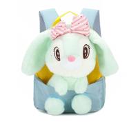 JJDFW Zaino a forma di coniglio 3D in peluche per bambini e bambine, con fiocco, ideale per la scuola materna, l'asilo e la scuola dell'infanzia.