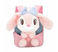 JJDFW Zaino a forma di coniglio 3D in peluche per bambini e bambine, con fiocco, ideale per la scuola materna, l'asilo e la scuola dell'infanzia.