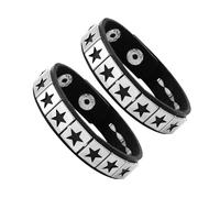 JJDreams 2 pezzi Punk Bracciale in pelle larga Unisex Nero borchiato Bracciale Gotico Rocker Set