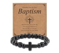 JJDreams Bracciale di Perle con Croce in Legno Naturale Bracciale di Perle Elastico Regalo di Anniversario Regalo Discrezionale