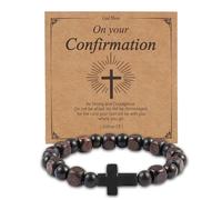 JJDreams Bracciale di Perle di Legno con Croce Bracciale di Preghiera Tibetano Idee Regalo per il Compleanno