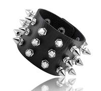 JJDreams Bracciale in pelle Punk Bracciale borchiato Gotico Pulsante Ampio Bangle Nero Rock Cuff