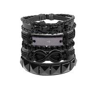 JJDreams Bracciale Uomo Pelle Bracciale Punk Rock Pelle Bracciali Set Nero Gioielli Emo Donna