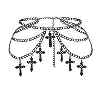 JJDreams Chaîne de taille croisée pour femmes Ceinture gothique punk Y2K Bijoux Chaine Corps pour Robe Jeans,Noir