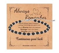 JJDreams Chakra Bracciale Bracciale tormalina Bracciali di perline di pietra naturale con perline d'argento Bracciale Boho Bracciale da uomo perline per donne e uomini, nero