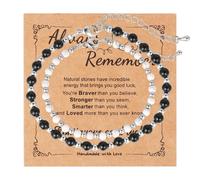JJDreams Chakra Bracciale Set Donna Bracciale Bracciali di Bracciale di pietra naturale con perle d'argento Donne Guarigione Cristalli Bracciale di perle Yoga, Nero+Bianco