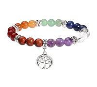 JJDreams Chakra, set di bracciali con perle da donna, per yoga, con albero della vita, bracciale in lava, gonna, regalo, 18 cm, Pietra