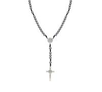 JJDreams collana di perline con croce Y-catena rosario nero collana con ciondolo croce catena in acciaio inox gioielli regalo per gli uomini signore, nero