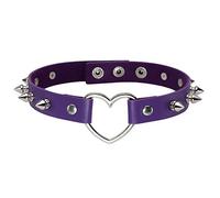 JJDreams Collana Girocollo in Ecopelle Gotica retrò da Donna con Colletto Punk a Cuore d'Amore