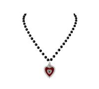 JJDreams Gothic Punk Collana Collana di perle nere con ciondolo a cuore girocollo signore, occhio del diavolo