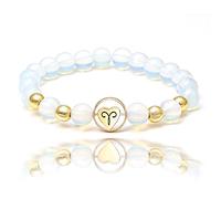 JJDreams Opale Bracciale Pietra Naturale Bracciale Donna 8MM Perla Bracciale Segno Stella Incisione Bracciale Regalo Gioielli