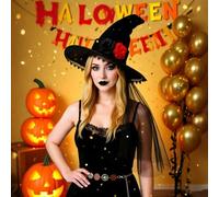 JJDreams Rose Witch Hat, Goth Mesh Lace Three Dimensional Witch Hat per Halloween Cosplay Witch Costume