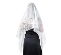 JJDreams Sciarpa floreale bianca con nappe sher scialle Wraps pizzo Mantilla velo copricapo sciarpa delle signore velo, 166CM