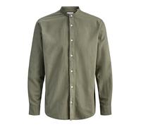 Jjebreeze Linen Blend Band Shirt L Pls - Plus Size, Oliva impolverato, 3XL