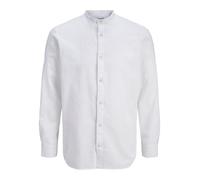 Jjesummer Linen Blend Band Shirt L/S SN, Bianco, M