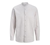 Jjesummer Linen Blend Band Shirt L/S SN, Crockery, M