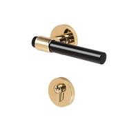 JJHQOKYNA Serratura for Porta Interna in Ottone for Camera da Letto Maniglia for Semplice Americana in Dorato Divisa Nera silenziosa(Black Golden)