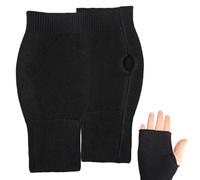 JJHXM 1 Paia guanti senza dita,guanti mezze dita con Foro per il Pollice,guanti lana senza dita,Guanti Donna Inverno,Guanti Termici,per Uomini e Donne(nero)
