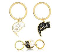 JJiaoLinin 2pcs Portachiavi per Coppia di Gatti Innamorati, Portachiavi in Acciaio Inox, Simpatici Ciondoli a Forma di Gatto, Regalo di Compleanno e Anniversario per Fidanzato/Fidanzata Uomo