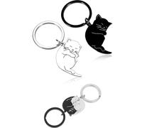 JJiaoLinin 2pcs Portachiavi per Coppia di Gatti Innamorati, Portachiavi in Acciaio Inox, Simpatici Ciondoli a Forma di Gatto, Regalo di Compleanno e Anniversario per Fidanzato/Fidanzata Uomo