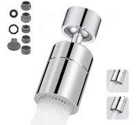 JJiaoLinin Aeratore per Rubinetto,360° Girevole Aeratore Rubinetto,Kit Aeratore,Aeratore Rubinetto Cucina,per Cucina, Bagno, Due modalità di Flusso dell'Acqua,Viene Fornito con 5 Adattatori(Argento)
